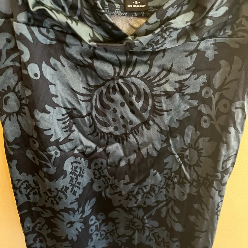 Nicole Miller Women’s Blue Black Floral Spaghetti Strap Dress Size 8